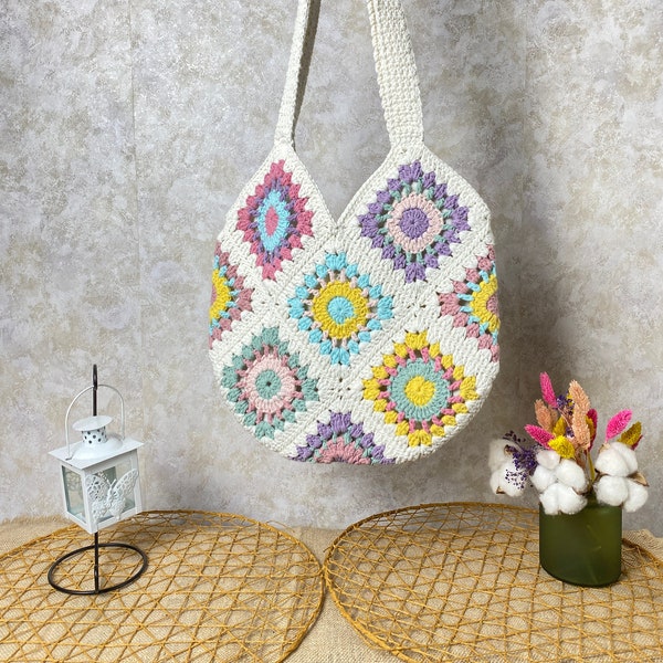 Crochet Bag, Granny Square Bag, Handmade Bag, Gift For Birthday, Bohemian Style Bag, Bag For Woman, Women Shoulder Bag, Crochet Purse, Bags