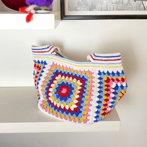 Schultertasche Häkeln, Oma Platz Tasche, Handgefertigte Tasche, Häkeltasche, Boho Tasche, Hobo Tasche, Geschenk für Geburtstag, Frau Geldbörse, Damen große Tasche
