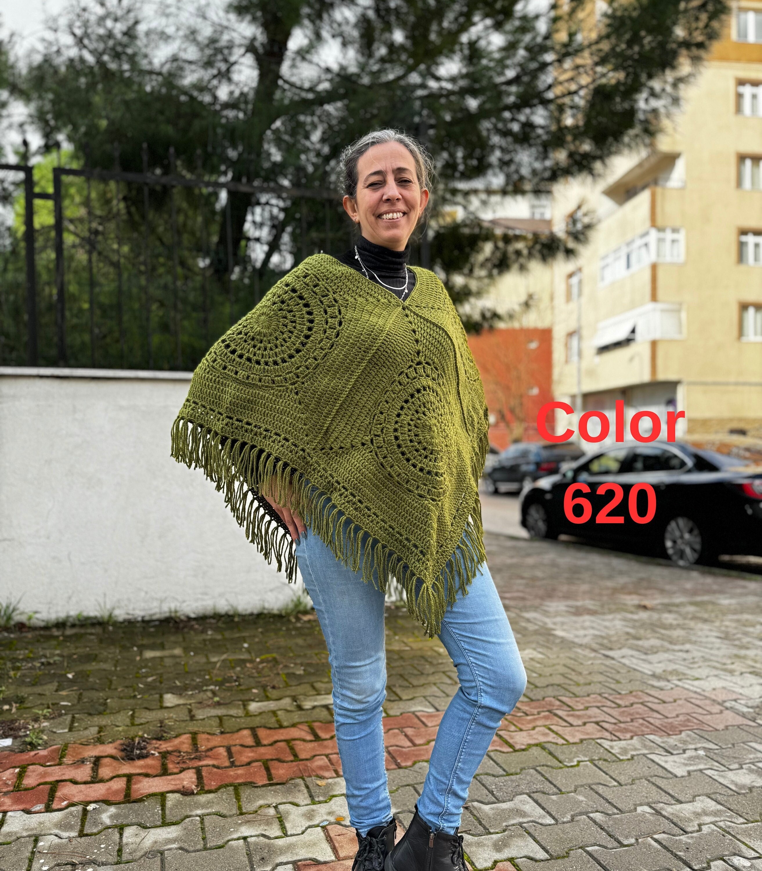 Crochet Ponchos, Oversize sweater, Lightweight Sweater, Winter Women's Crochet Sweater, Boho Poncho, Gift For Her, Hand Knit Tasseled Poncho