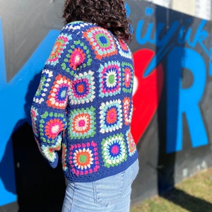 Granny Square Cardigan, Winter Sweater, Wool, Crochet Bohemian Cardigan, Vintage Handmade Fashion Dress, Gift for Her, Women Clothes, Boho image 10