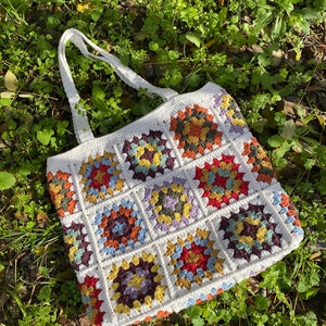 Granny Square Bag, Crochet Bag, Crochet Purse, Crochet tote Bag, Retro Bag, Hippie Bag,Gift for Her, Boho Bag, Vintage Style, Bag For Women image 3