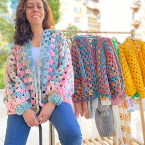 Sweater for woman, Sweater crochet, Handmade cardigan, Winter sweater, multicolor cardigan, Cardigan sweater for women, Cardigan crochet