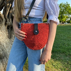 Straw bag, Market Bag, Crochet Shoulder Bag, Summer Beach Bag, Shoulder Bag, Beige Bag, Beach Bag, Raffia bag, Straw Bag, Knitted Bag image 7