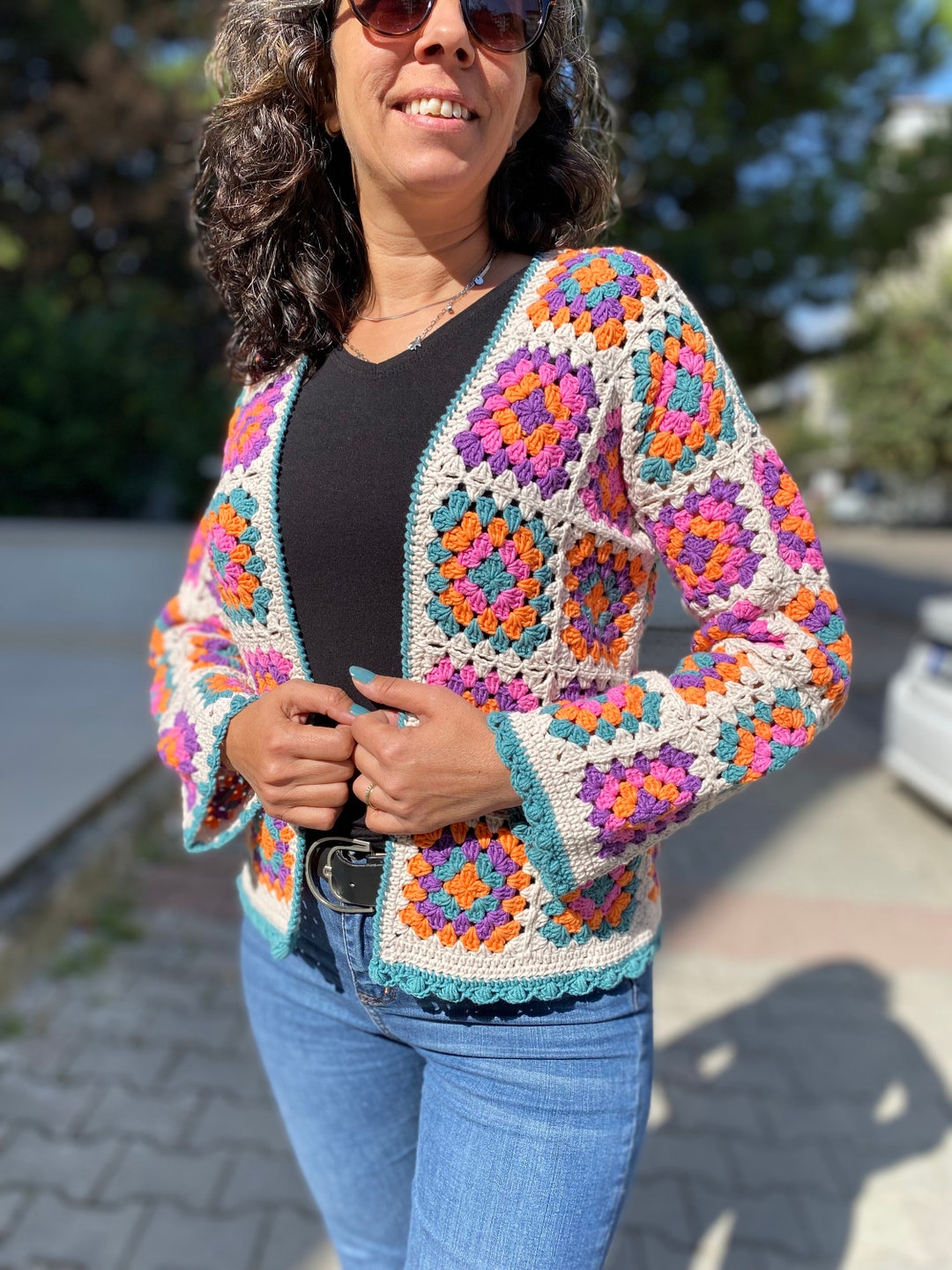 Buy Granny Square Cardigan, Winter Sweater, Wool, Crochet Bohemian  Cardigan, Vintage Handmade Fashion Dress, Gift for Her, Women Clothes, Boho  Online