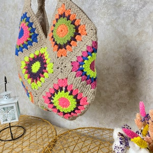 Granny Square Bag, Woman Purse, Crochet Bag, Gift For Birthday, Boho bag, Hobo Bag, Bohemian Women's Bag, Sun Flower Bag, Handmade Bag, Gift image 6