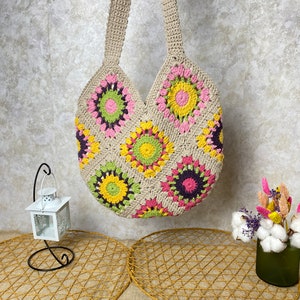 Granny Square Bag, Woman Purse, Crochet Bag, Gift For Birthday, Boho bag, Hobo Bag, Bohemian Women's Bag, Sun Flower Bag, Handmade Bag, Gift Bag 2