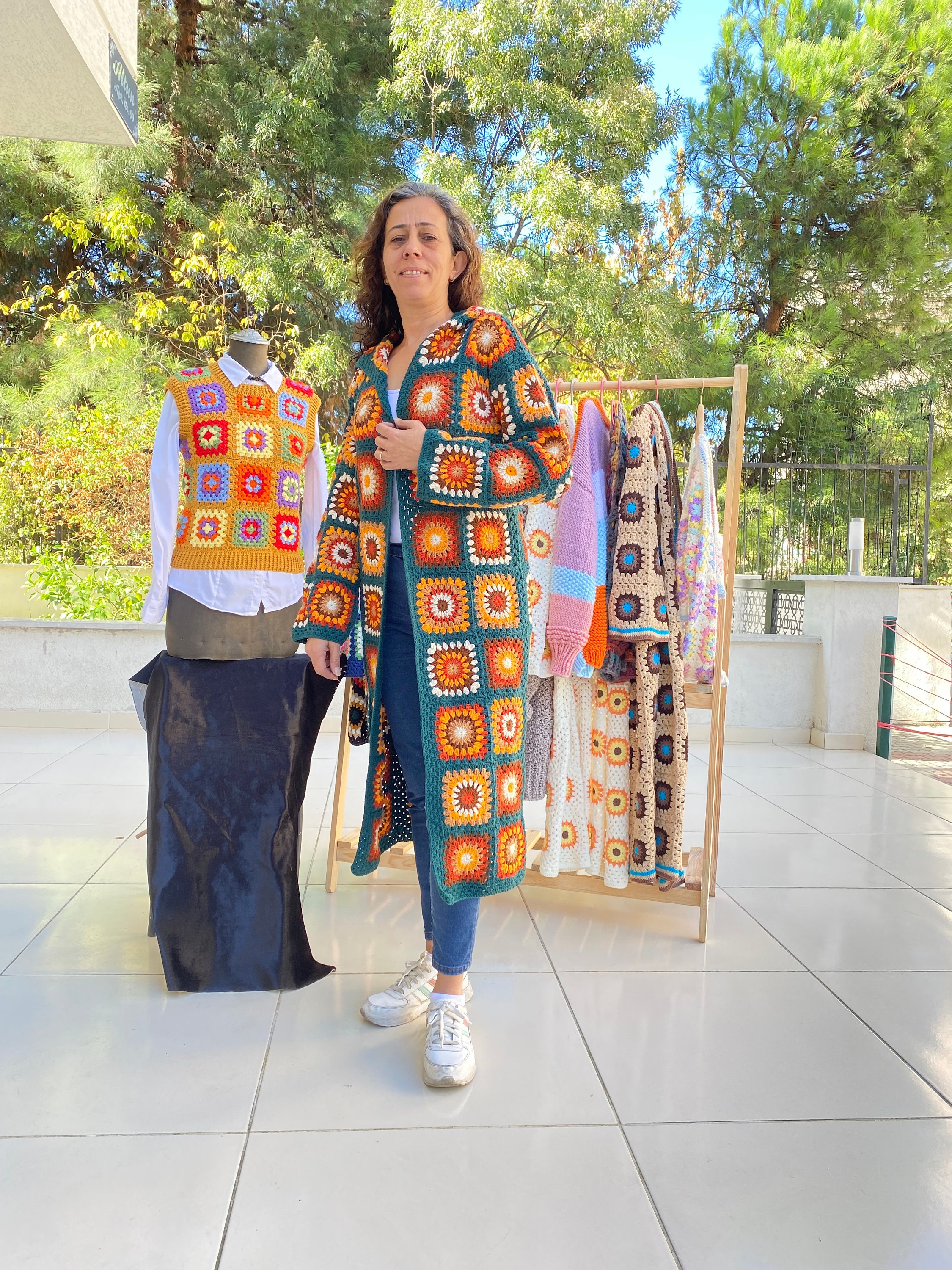Crochet Granny Square Cardigan, Mothersday Gift, Crochet Sweater