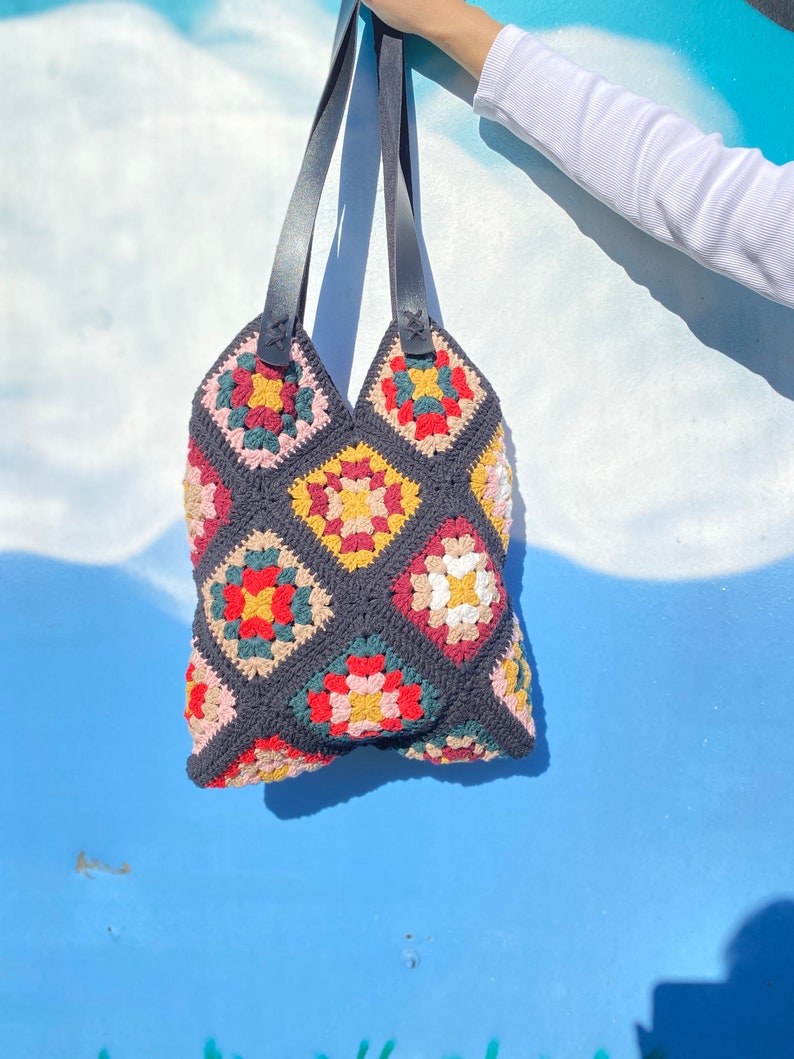 Crochet Bag Granny Square Bag Crochet Purse Crochet Tote - Etsy