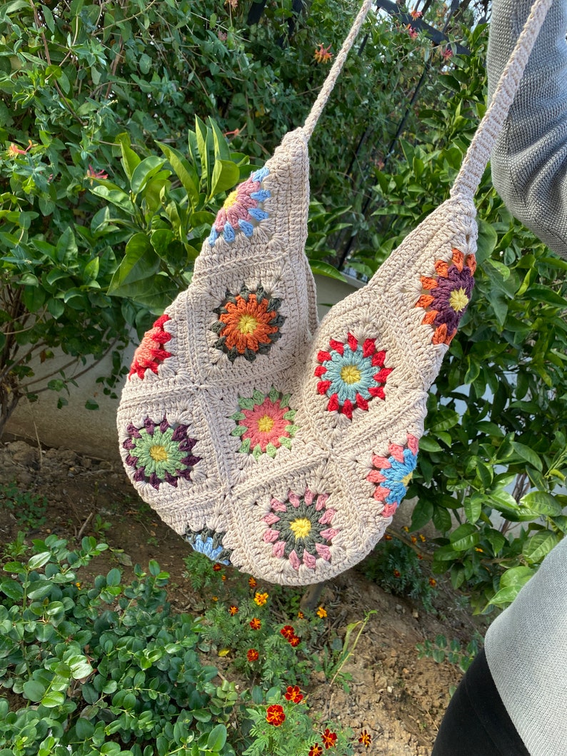Crochet Bag Granny Square Bag Crochet Purse Crochet Tote Etsy