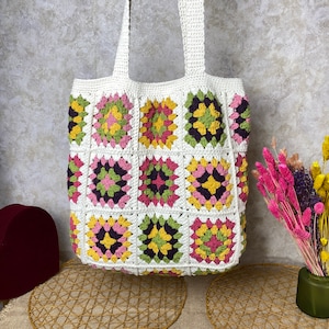 Granny Square Bag, Bags, Crochet Shoulder Bag, Birthday Gift, Afghan Woman Purse, Large Bag for Women, Bohemian Bag, Boho hippie Bag, Gift