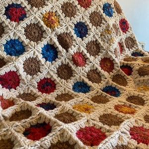 Crochet Blanket, Granny Square Bedspread Throw, Afghan Motifs Blanket, Tv Blanket,Boho Style Blanket, Vintage Blanket, Home Fashion Blanket 466-7648