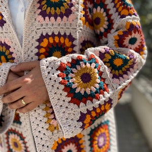 Crochet Cardigan, Woman Sweater, Womens Coat, Winter Chunky knit Cardigan, Afghan Pattern Cardigan. Boho Style Sweater, Design Sweater image 6