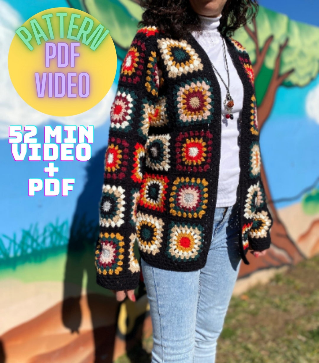 Woman Sweater Pattern Crochet Cardigan PDF Afghan Pattern