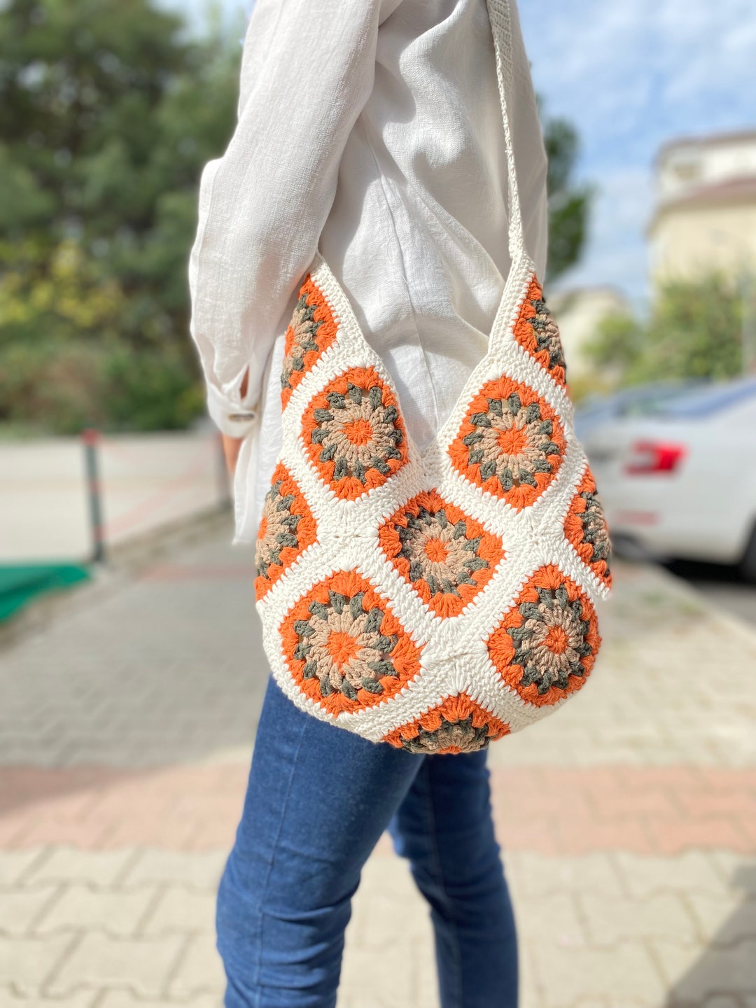 Sac à Bandoulière Bohème Marron Fait Main - Style Années 70 En Tresse De Coton