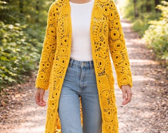 Handmade Irish Lace Crochet Cardigan • Custom Fit Boho Coat