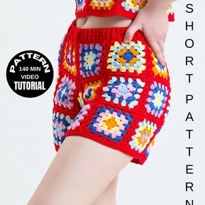 PDF Pattern, Crochet Summer Short Pattern, Tutorial Video Pattern, Summer Short, Granny Square Pattern, Woman Short Pattern, Beginer Pattern