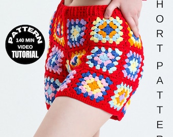 PDF Pattern, Crochet Summer Short Pattern, Tutorial Video Pattern, Summer Short, Granny Square Pattern, Woman Short Pattern, Beginer Pattern