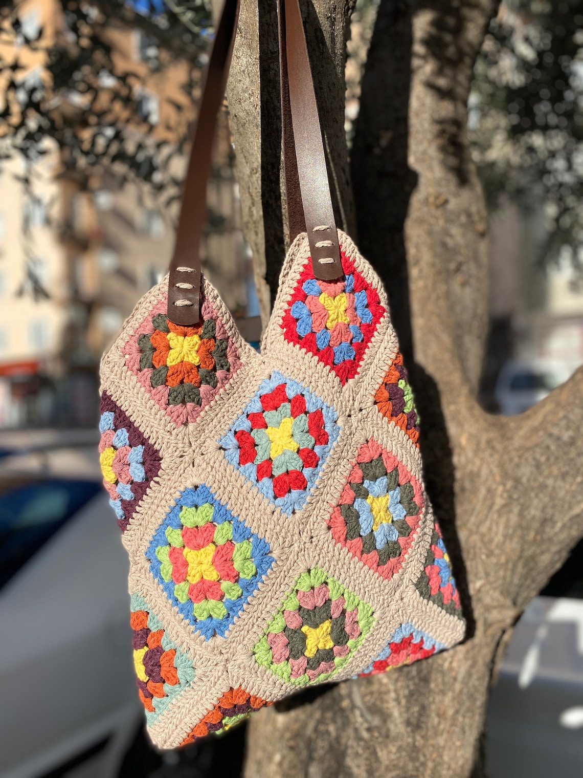 Crochet Bag Granny Square Bag Crochet Purse Crochet Tote | Etsy