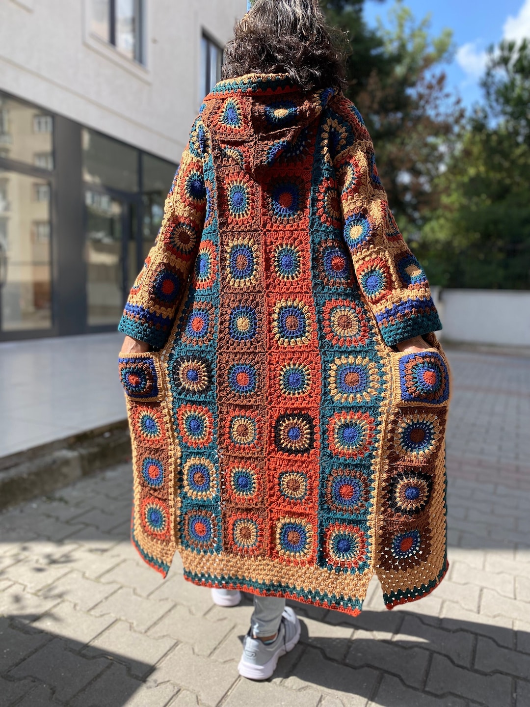 トップス CALEE GEOMETRICPATTERN OVERSIZE CARDIGAN Retro Sunrise