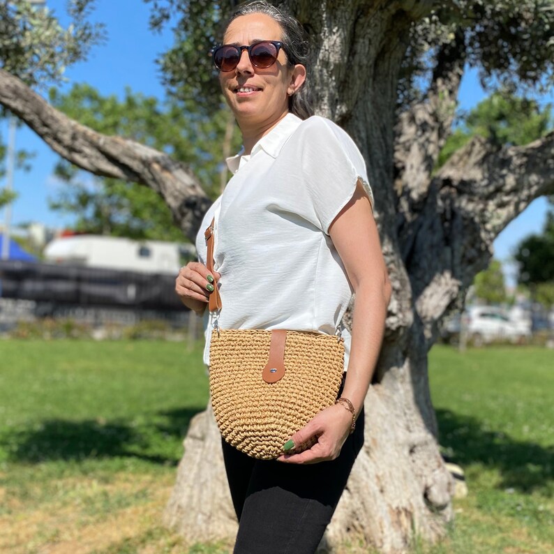 Crochet Wicker Bag, Tote Straw Bag, Summer Woman Large Bag, French Market Bag, Vacation Bag, Crochet Woven Bag, Soulder Beach Bag, Hobo Bag image 2