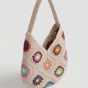 Crochet Bag, Granny Square Bag, Crochet Purse, Crochet tote Bag, Retro Bag, Hippie Bag,Gift for Her, Boho Bag, Vintage Style, Bag For Women image 16