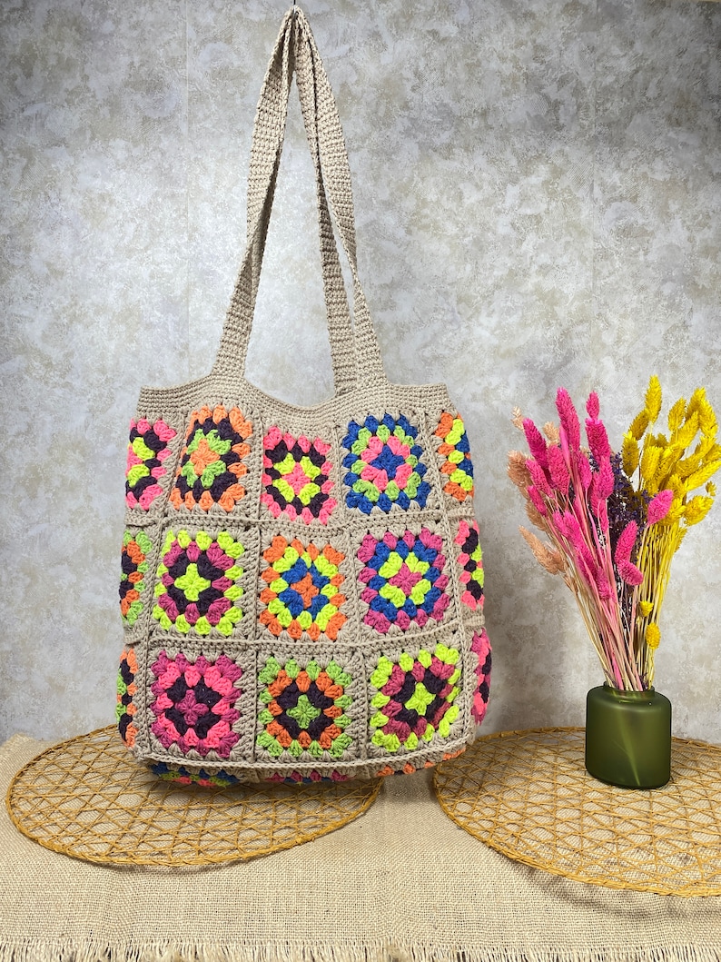 Granny Square Bag Crochet Shoulder Bag Bohemian Woman Purse - Etsy