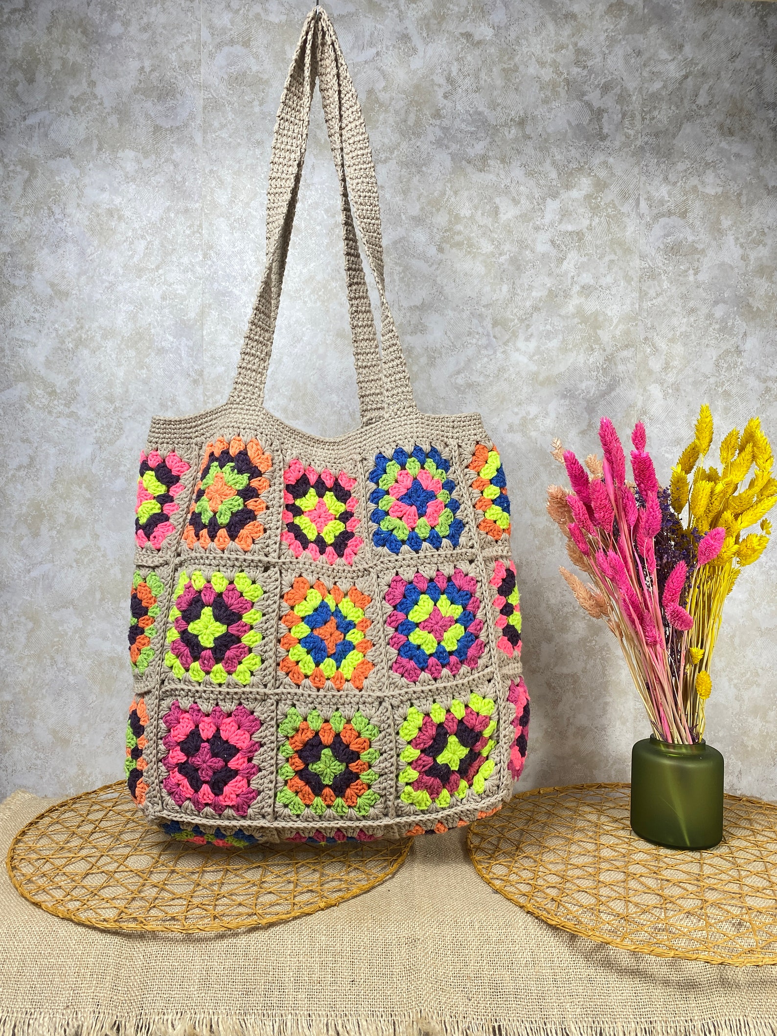 Granny Square Bag Crochet Shoulder Bag Bohemian Woman Purse - Etsy