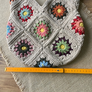 Crochet Bag, Granny Square Bag, Crochet Purse, Crochet tote Bag, Retro Bag, Hippie Bag,Gift for Her, Boho Bag, Vintage Style, Bag For Women image 7