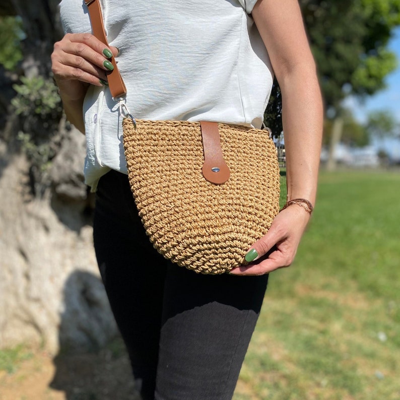 Crochet Wicker Bag, Tote Straw Bag, Summer Woman Large Bag, French Market Bag, Vacation Bag, Crochet Woven Bag, Soulder Beach Bag, Hobo Bag image 1