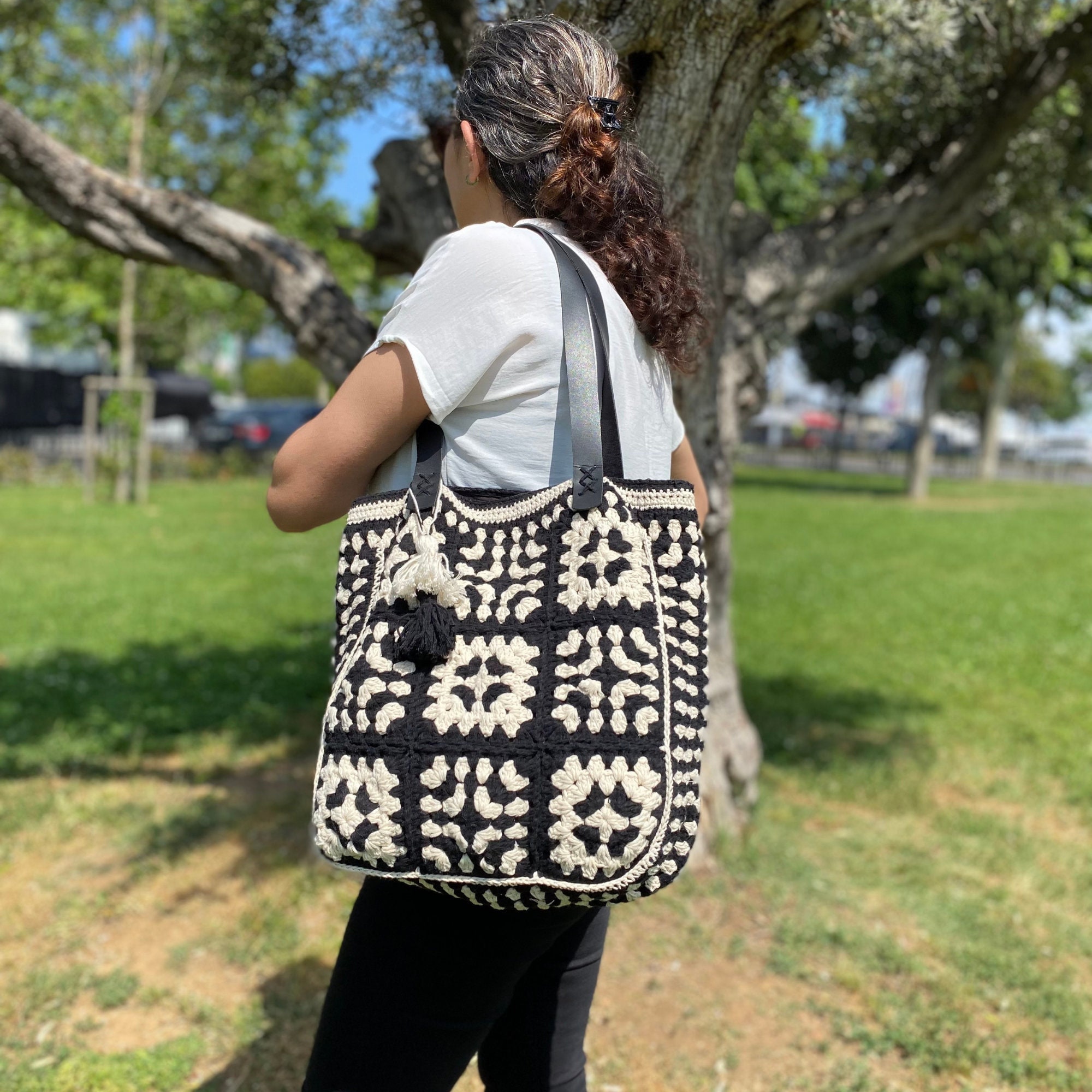 Bolso ganchillo negro hotsell