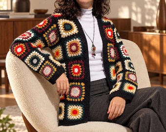 Crochet cardigan pattern, Crochet sweater pattern, Step by step sewing pattern, Pattern Pdf-Video