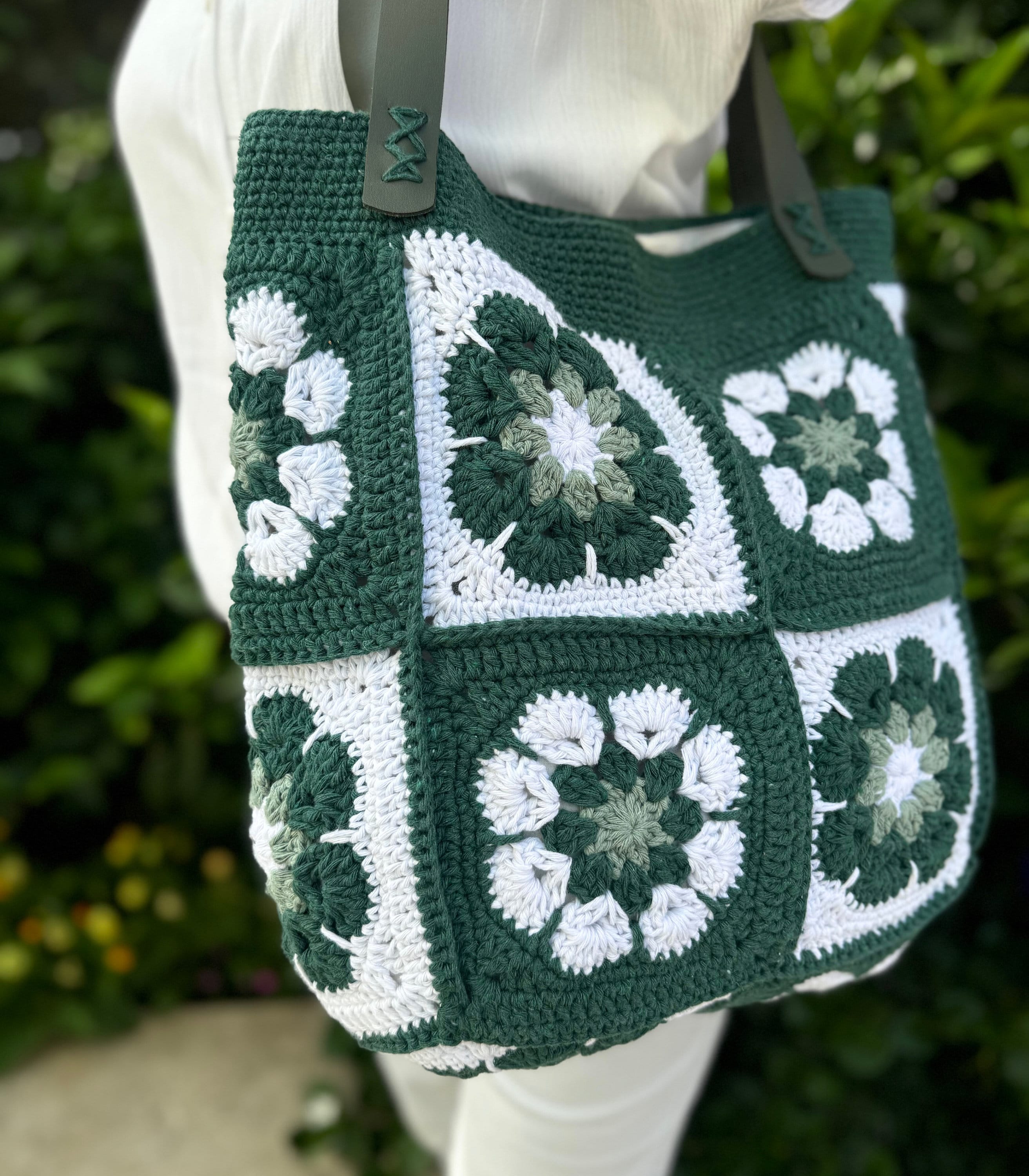 Crochet Granny Square Bag, Gift for Mom, Sunflower Large Bag