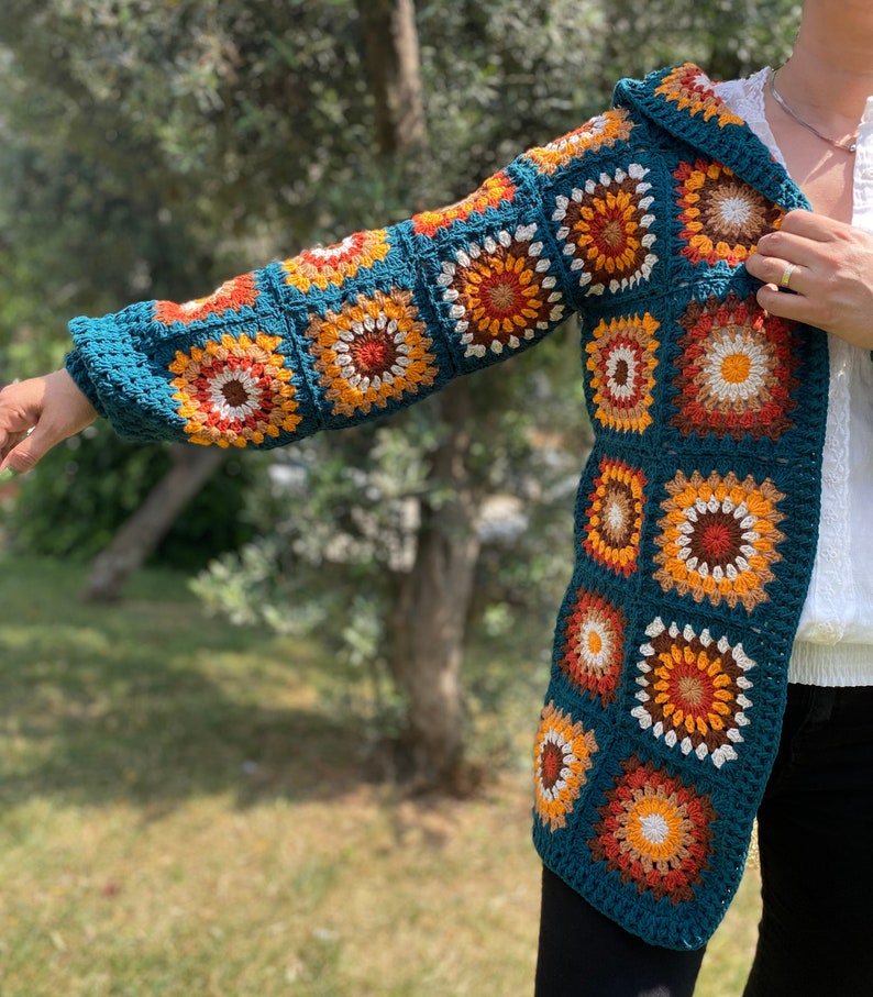 Crochet Cardigan, Woman Sweater, Womens Coat, Winter Chunky knit Cardigan, Afghan Pattern Cardigan. Boho Style Sweater, Design Sweater image 3
