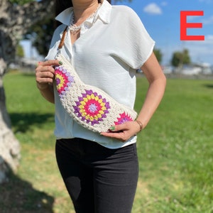 Crochet Fanny Bag, Festival Bum Bag, Small Crossbody Bag, Granny Square Purse, Crossbody Hobo Bag, Belt Bag, Sling Bag for Women, Waist Bag E