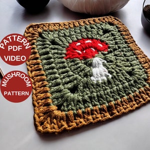 Crochet Pattern, Musroom PDF Pattern, Tutorial VideoPattern, Crochet Mushroom Motif, Easy Pattern, Beginer Mushroom Pattern, Tutorial Patter