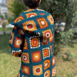 Crochet Cardigan, Woman Sweater, Womens Coat, Winter Chunky knit Cardigan, Afghan Pattern Cardigan. Boho Style Sweater, Design Sweater image 5