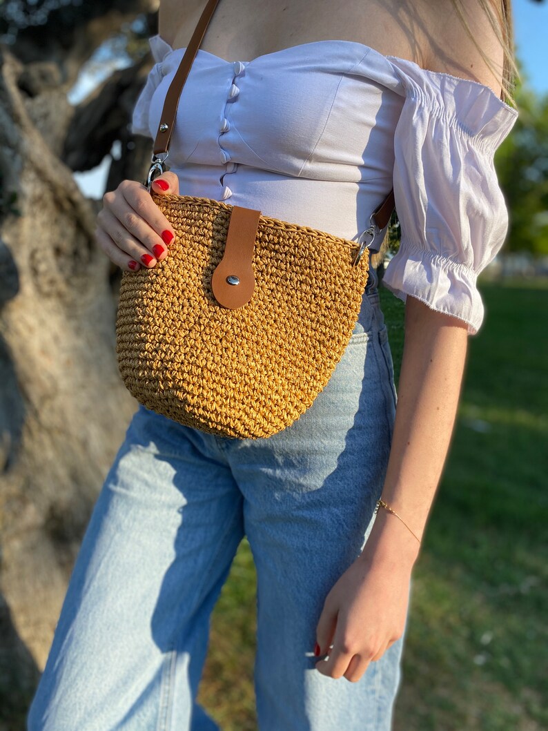 Straw bag, Market Bag, Crochet Shoulder Bag, Summer Beach Bag, Shoulder Bag, Beige Bag, Beach Bag, Raffia bag, Straw Bag, Knitted Bag tan