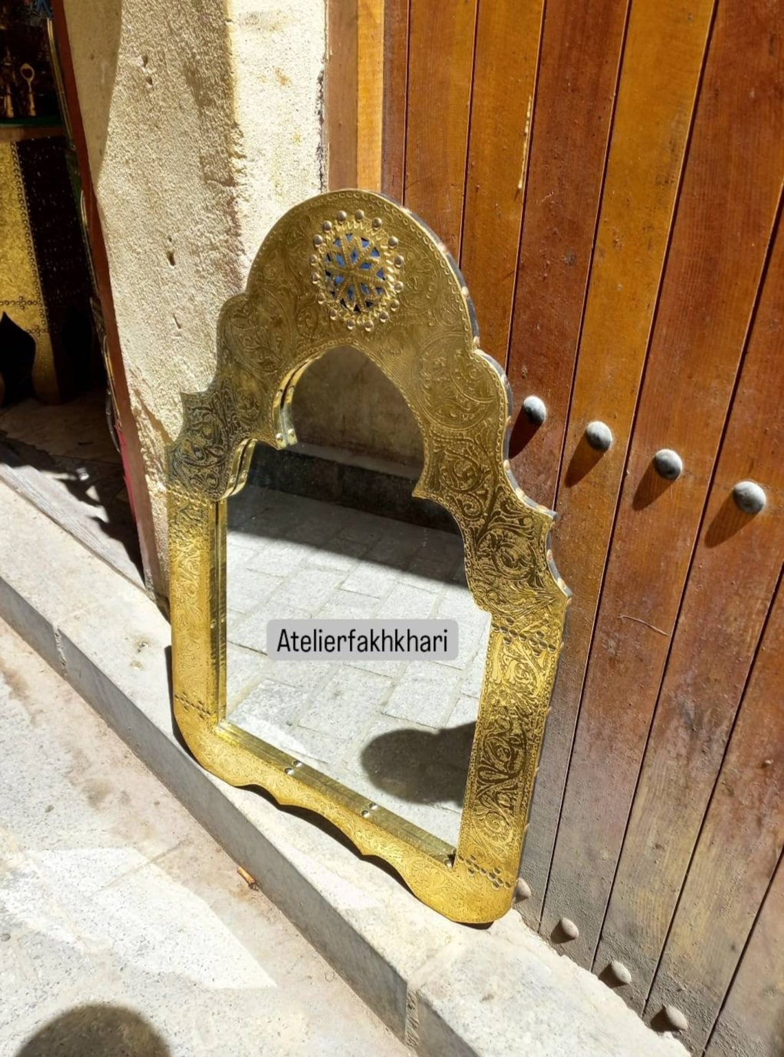 Antique Handmade Wall Mirror engraved Brass Mirror wall Etsy