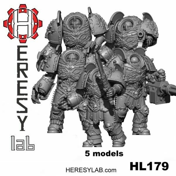 Ares Fallen Angels HK1 Terminator Armor Squad Bundle- HeresyLab: Use for Chaos Space Warriors Sci-fi Miniatures