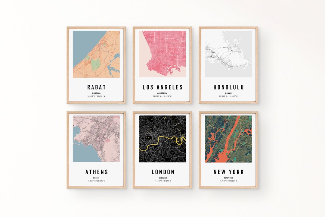City Map Prints, Any Location Wall Art, 3 for 2 Offer, Personalized
