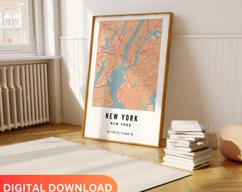 New York Map Poster, New York Map Poster, New York Map, New York Wall Art Poster, New York Digital Map, City Map Gift, 24"x36" Size