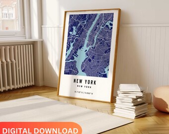 New York Map Poster, New York Map Poster, New York Map, New York Wall Art Poster, New York Digital Map, City Map Gift, 24"x36" Size