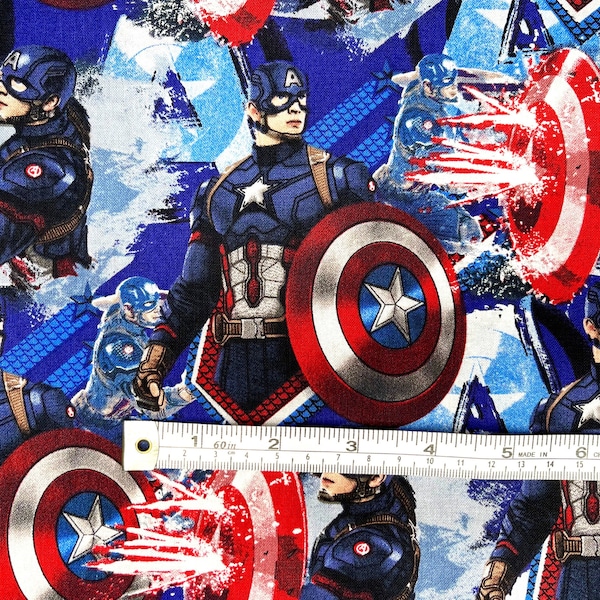 Tissu Captain America Power Marvel par Springs Creative SC-60864 - Coton à matelasser sous licence