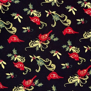 Rode kardinaal vogels swirl met hulst kerststof quilten 100% katoenen stof SC-64461
