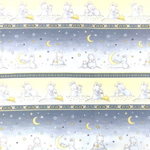 Bunnies Little Star Border Flannel Fabric - Timeless Treasures CF-6462 Grey