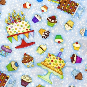 Cupcake Quilting Fabric - Let&#39;s Celebrate by Beth Logan, Henry Glass HG1068.11