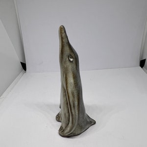 Quirky penguin terracotta red ware glazed figurine Sky gazing signed studio pottery hand made penguin 10cm tall collectible penguin ornament