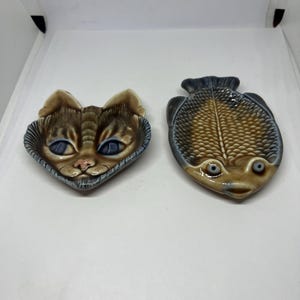 イギリス ヴィンテージ 猫顔小物皿 イギリス ヴィンテージ 猫 絵皿