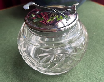 Vintage Art Deco Cut Glass Footed Sugar Bowl Vintage Art Deco Cut Glass Footed Sugar Bowl