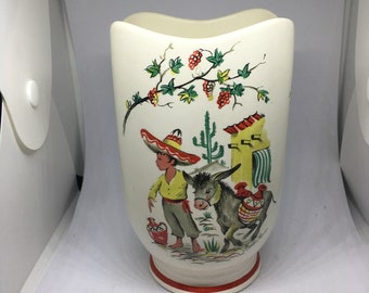 Vintage kitchen utensil holder vase. 'Little Pedro' Crown Ducal Ware 292. 2 available.